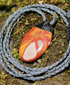 Australian Noreena Jasper Necklace • Red Stone Tribal Pendant • Handwoven Tropical Cord • May Birthstone Healing Jewelry