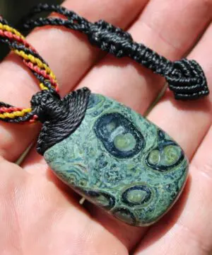 Kambaba Jasper Necklace • Stromatolite Fossil Pendant • Tribal Healing Jewelry • Indigenous-Inspired Australian Handmade Tropical Cord