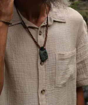 Kambaba Jasper Necklace • Stromatolite Fossil Pendant • Tribal Healing Jewelry • Indigenous-Inspired Australian Handmade Tropical Cord