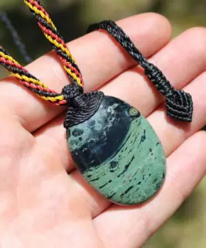 Stromatolite Fossil Pendant • Tribal Healing Jewelry • Kambaba Jasper Necklace • Indigenous-Inspired Australian Handmade Tropical Cord