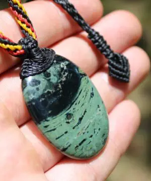 Stromatolite Fossil Pendant • Tribal Healing Jewelry • Kambaba Jasper Necklace • Indigenous-Inspired Australian Handmade Tropical Cord