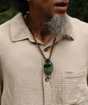 Stromatolite Fossil Pendant • Tribal Healing Jewelry • Kambaba Jasper Necklace • Indigenous-Inspired Australian Handmade Tropical Cord