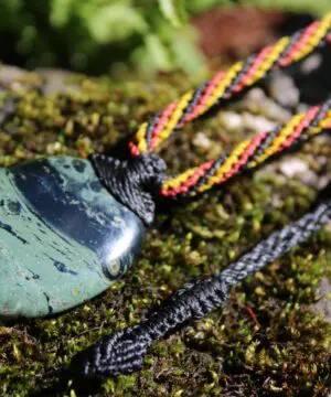Stromatolite Fossil Pendant • Tribal Healing Jewelry • Kambaba Jasper Necklace • Indigenous-Inspired Australian Handmade Tropical Cord