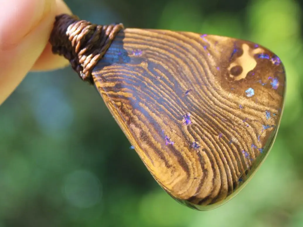 Australian Matrix OPAL Pendant Necklace, Australian Solid Seam Boulder Opal jewelry, Australian Made Macrame Cord Healing Jewelry