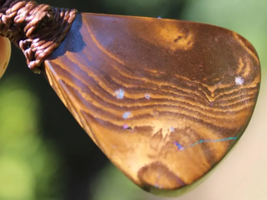 Australian Matrix OPAL Pendant Necklace, Australian Solid Seam Boulder Opal jewelry, Australian Made Macrame Cord Healing Jewelry