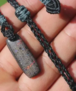 FIRE MATRIX Fairy OPAL Necklace, Australian Opal Tribal Pendant, Australian made macrame cord, dragon sun necklace, october birthstone