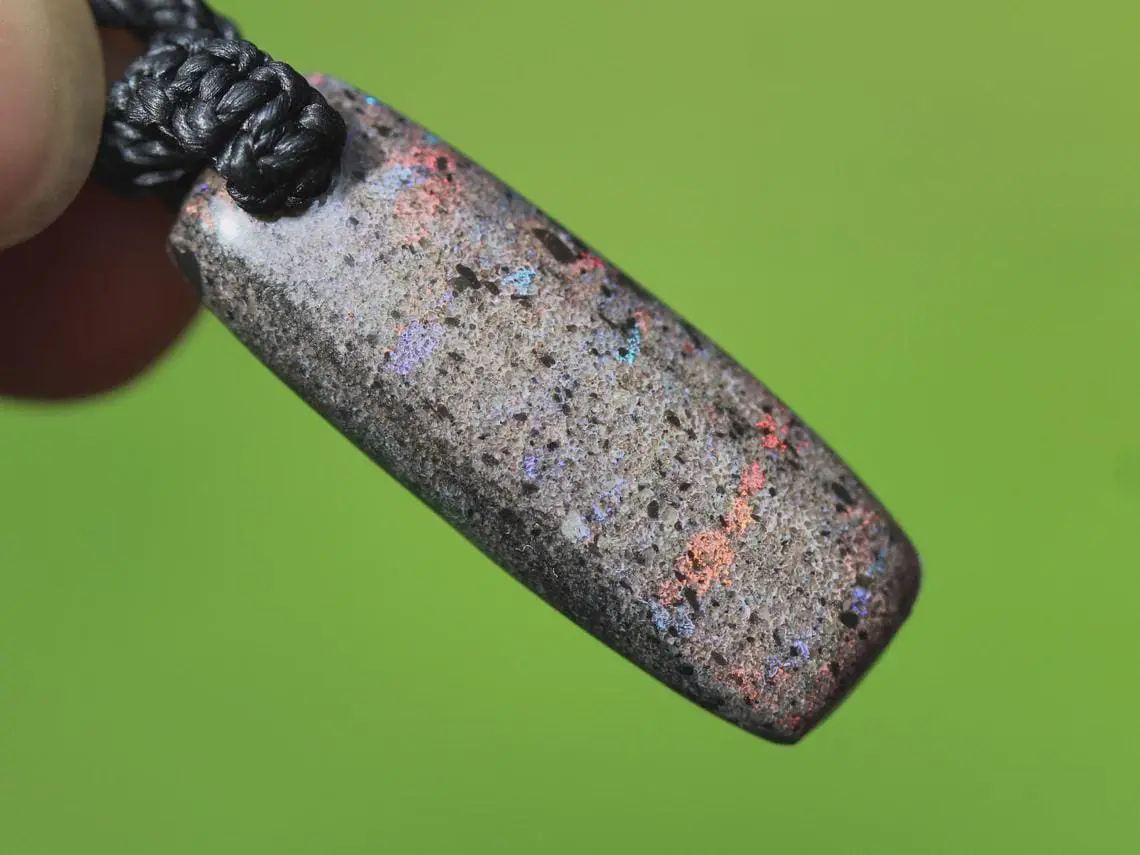 FIRE MATRIX Fairy OPAL Necklace, Australian Opal Tribal Pendant, Australian made macrame cord, dragon sun necklace, october birthstone