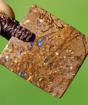 Australian matrix boulder opal necklace,Australian made handwoven tropical cord natural jewelry, Australian opal pendant, October birthstone