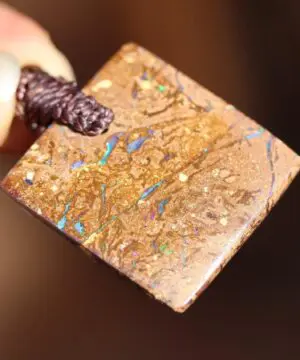 Australian matrix boulder opal necklace,Australian made handwoven tropical cord natural jewelry, Australian opal pendant, October birthstone