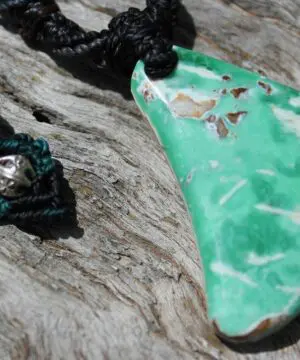 Australian Variscite Boomerang Necklace Pemdant , Australian handMade handwoven tropical cord, Variscite Pendant, November Birthstone