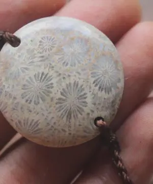 Fossilised Coral Bracelet Talisman, Australian handmade crystal healing jewellery, natural stone, March Birthstone