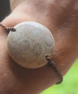 Fossilised Coral Bracelet Talisman, Australian handmade crystal healing jewellery, natural stone, March Birthstone