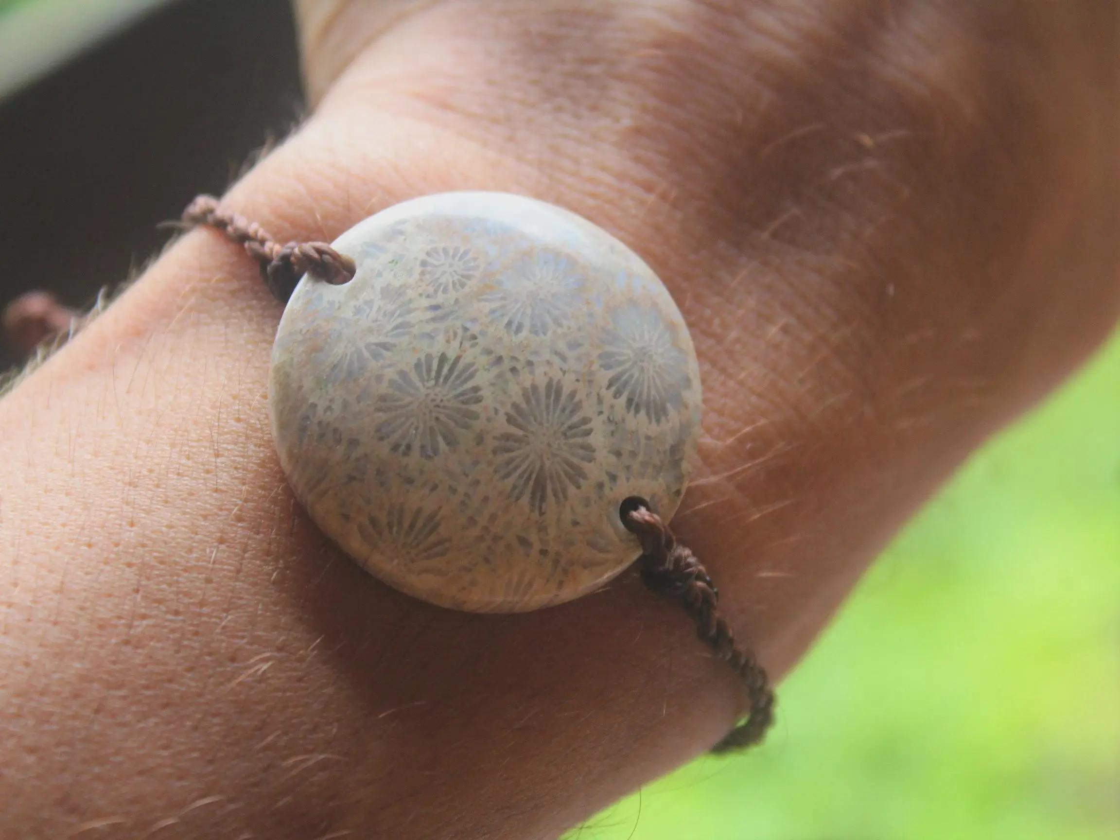 Fossilised Coral Bracelet Talisman, Australian handmade crystal healing jewellery, natural stone, March Birthstone