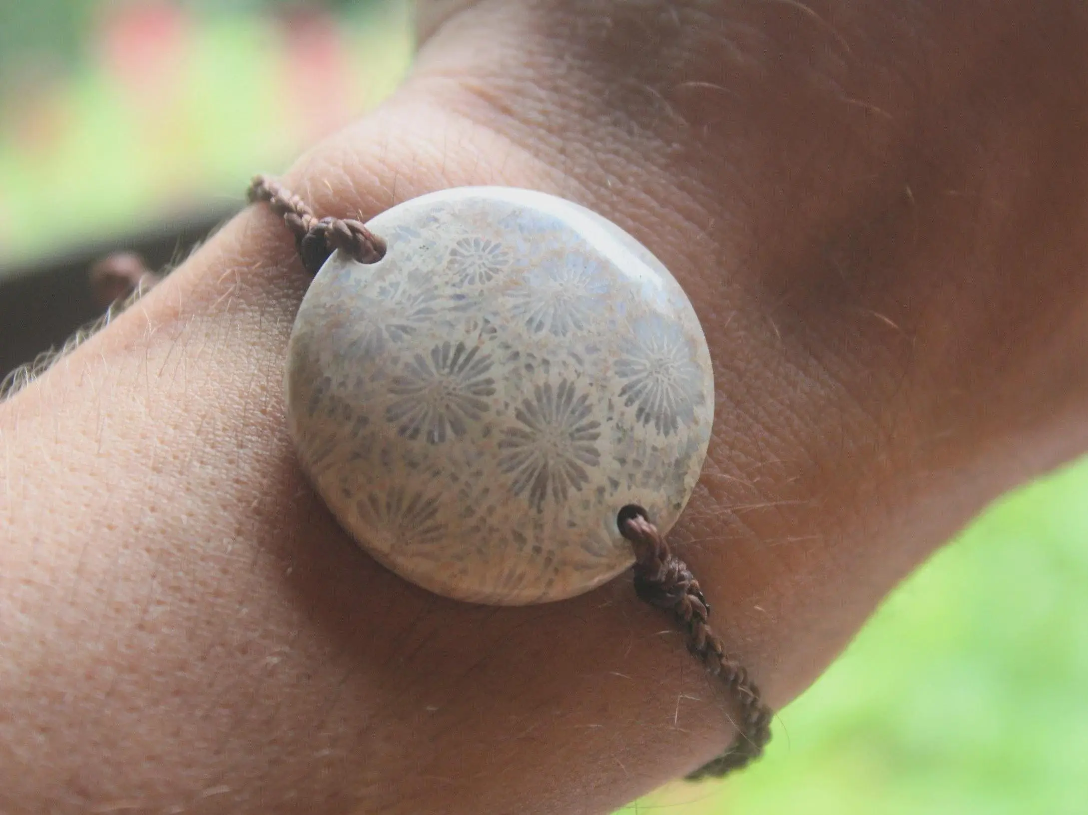 Fossilised Coral Bracelet Talisman, Australian handmade crystal healing jewellery, natural stone, March Birthstone
