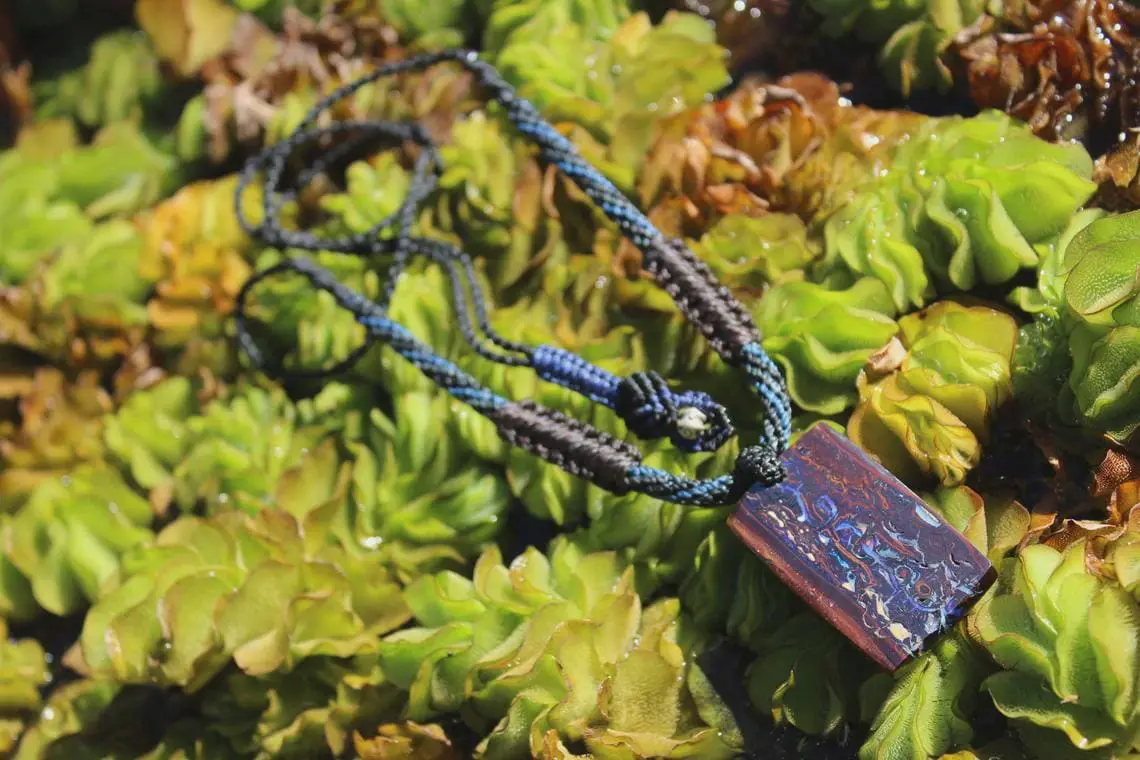 Koroit Boulder Opal Necklace, Australian Handmade Opal Pendant, Crystal Talisman, Tropical Cord Jewellery, Ethical Australian Jewellery