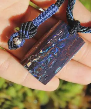 Koroit Boulder Opal Necklace, Australian Handmade Opal Pendant, Crystal Talisman, Tropical Cord Jewellery, Ethical Australian Jewellery