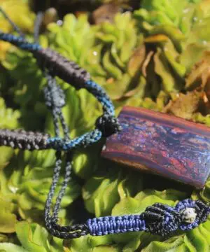 Koroit Boulder Opal Necklace, Australian Handmade Opal Pendant, Crystal Talisman, Tropical Cord Jewellery, Ethical Australian Jewellery