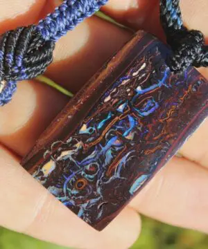 Koroit Boulder Opal Necklace, Australian Handmade Opal Pendant, Crystal Talisman, Tropical Cord Jewellery, Ethical Australian Jewellery