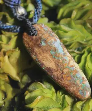Australian Boulder Opal Necklace, Australian made handwoven tropical cord natural jewellery, Australian Opal Jewellery, Tribal Talisman