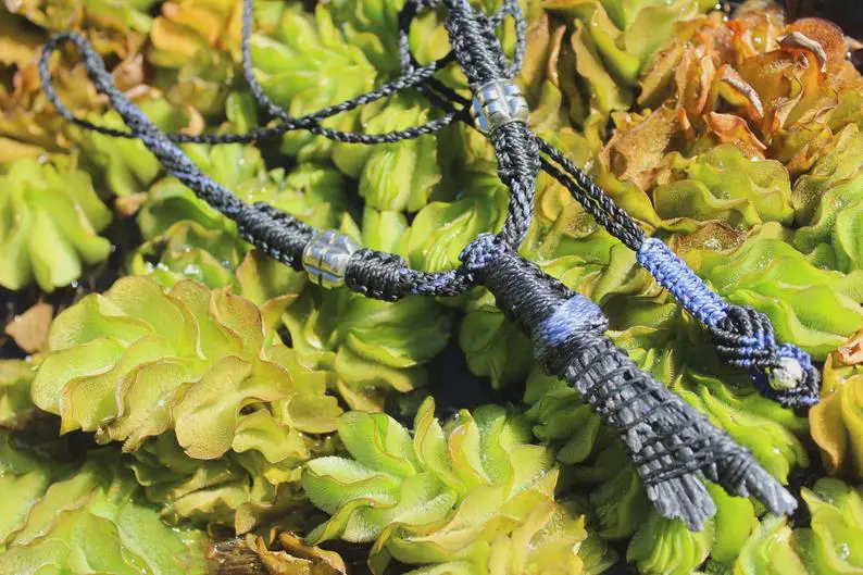 Australian KYANITE Necklace, Black Kyanite Pendant, Australian made Tropical Cord, Healing Crystal Jewellery, Handmade NeoTribal Talisman