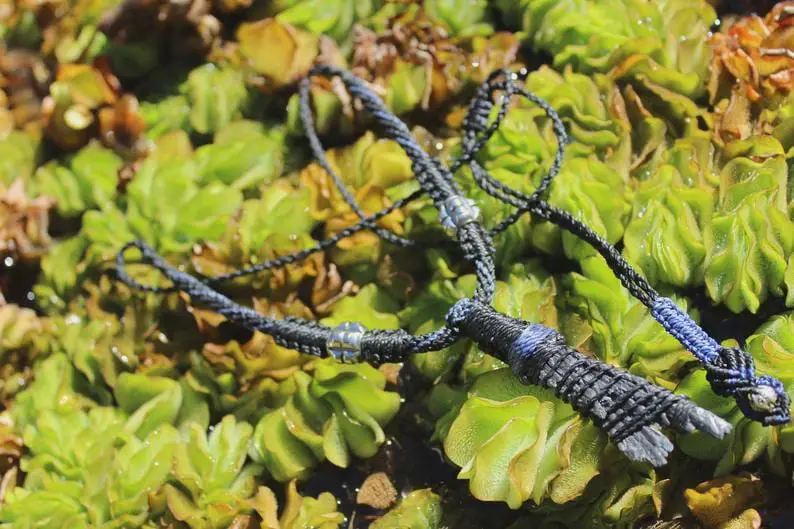 Australian KYANITE Necklace, Black Kyanite Pendant, Australian made Tropical Cord, Healing Crystal Jewellery, Handmade NeoTribal Talisman