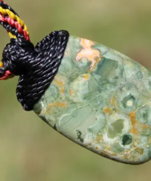 Australian Royal Rhyolite Rainforest Jasper Necklace • Indigenous Inspired Talisman • Australian Handmade Handwoven Tropical Cord