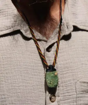 Australian Royal Rhyolite Rainforest Jasper Necklace • Indigenous Inspired Talisman • Australian Handmade Handwoven Tropical Cord