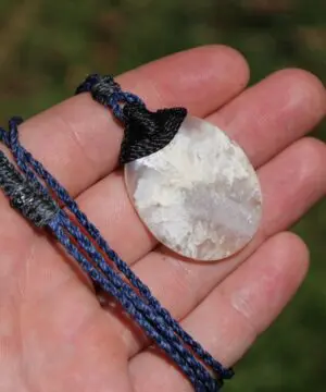 Australian Angelic Agate Necklace , agate creek pendant, Australian handmade handwoven tropical cord , Agate Pendant necklace