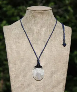 Australian Angelic Agate Necklace , agate creek pendant, Australian handmade handwoven tropical cord , Agate Pendant necklace