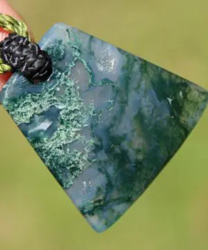 Moss Agate Quartz Pendant • Australian Handmade Talisman • Tribal Healing Crystal Jewelry • Tropical Cord Green Moss Agate Necklace