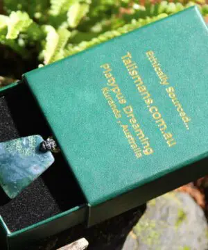 Moss Agate Quartz Pendant • Australian Handmade Talisman • Tribal Healing Crystal Jewelry • Tropical Cord Green Moss Agate Necklace