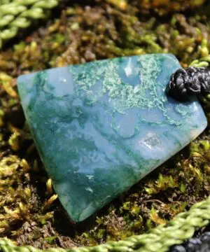 Moss Agate Quartz Pendant • Australian Handmade Talisman • Tribal Healing Crystal Jewelry • Tropical Cord Green Moss Agate Necklace