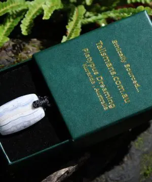 Blue Lace Agate Necklace , BlueLace Agate Pendant, Australian made Elven Macrame Cord Healing Crystal Jewelry , Christmas gift idea