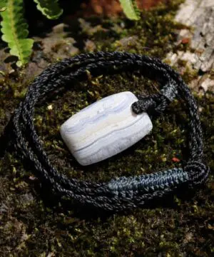 Blue Lace Agate Necklace , BlueLace Agate Pendant, Australian made Elven Macrame Cord Healing Crystal Jewelry , Christmas gift idea