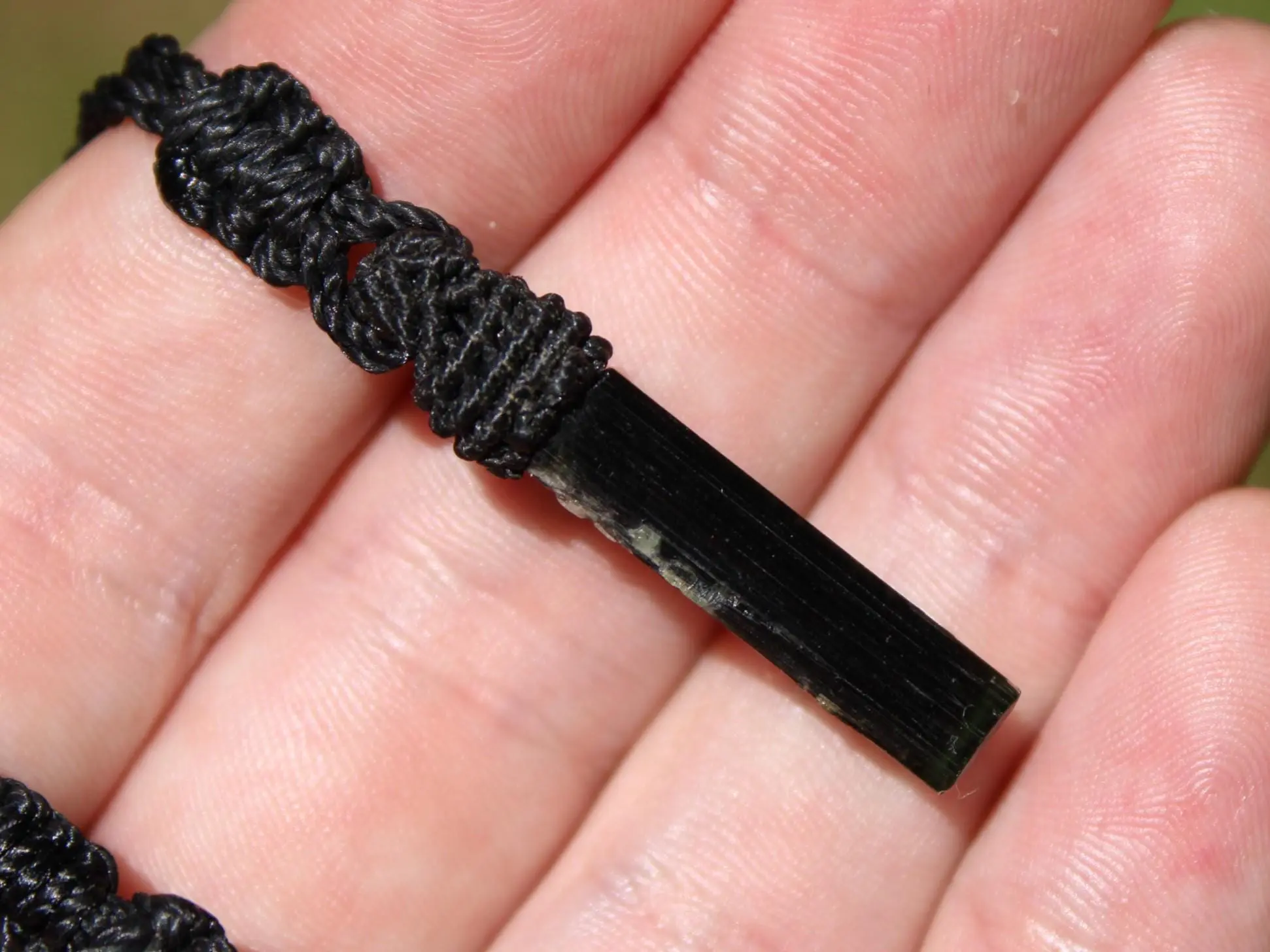 Tourmaline Necklace • Afghan Tourmaline Pendant • Raw Green Blue Crystal Talisman • Australian Handmade • Handwoven Tropical Cord