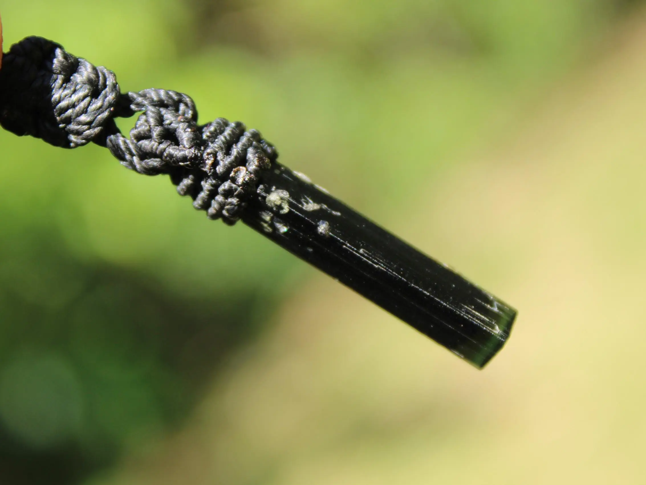 Tourmaline Necklace • Afghan Tourmaline Pendant • Raw Green Blue Crystal Talisman • Australian Handmade • Handwoven Tropical Cord