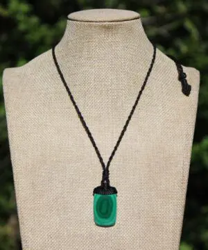 Malachite Necklace,Malachite Pendant, Elven Jewelry, crystal healing jewellery,Australian made Macrame Cord, Green stone talisman