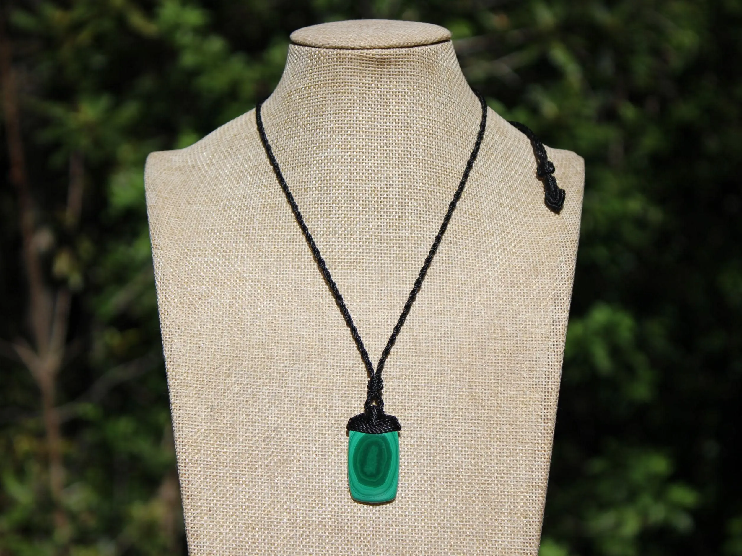Malachite Necklace,Malachite Pendant, Elven Jewelry, crystal healing jewellery,Australian made Macrame Cord, Green stone talisman