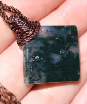 Green Moss Agate Necklace • Moss Agate Quartz Pendant • Australian Handmade Talisman • Tribal Healing Crystal Jewelry • Tropical Cord