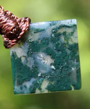 Green Moss Agate Necklace • Moss Agate Quartz Pendant • Australian Handmade Talisman • Tribal Healing Crystal Jewelry • Tropical Cord
