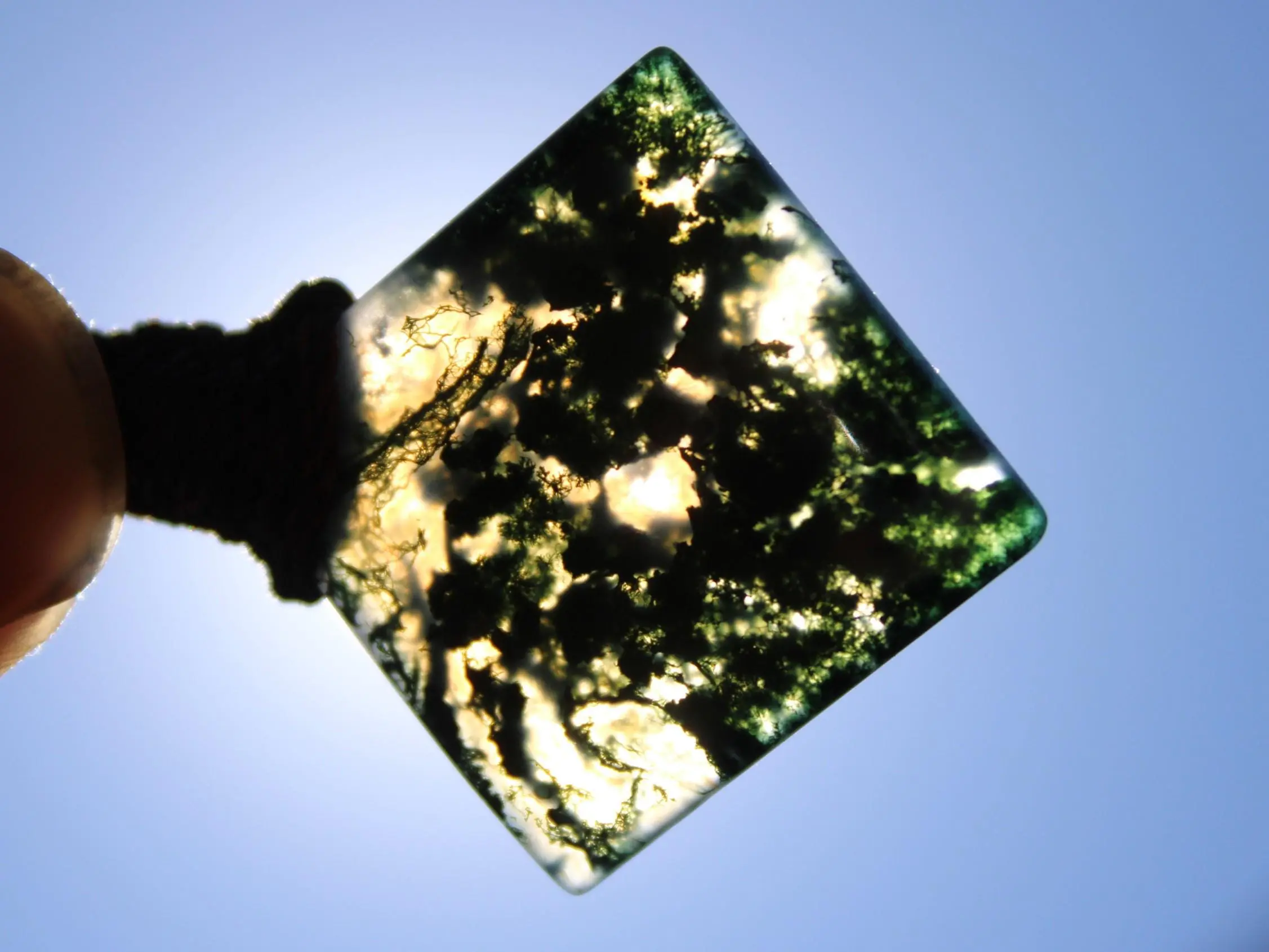 Green Moss Agate Necklace • Moss Agate Quartz Pendant • Australian Handmade Talisman • Tribal Healing Crystal Jewelry • Tropical Cord