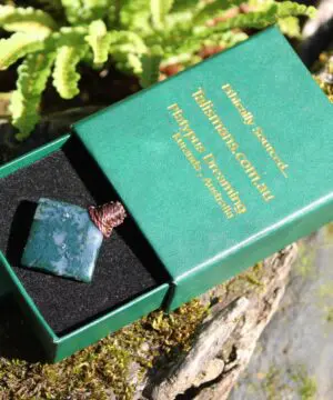 Green Moss Agate Necklace • Moss Agate Quartz Pendant • Australian Handmade Talisman • Tribal Healing Crystal Jewelry • Tropical Cord