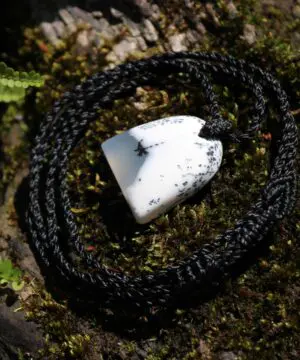 Merlinite Pendant,Dendritic Opal,Dendrite Opal Necklace,Agate necklace,Australian made Macrame Cord,Healing stone Jewelry