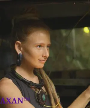 Chrysocolla Inner Tube, Amulet Upcycle Rubber Necklace, NeoTribal Fashion Recycle Burningman Jewellery, Eco Vegan Celtic Larp viking