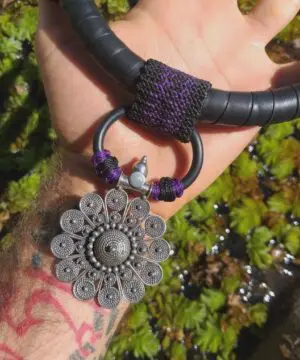 Dark Silver Tribal Necklace — Australian handmade tribal talisman, Spirit lock , Protection TaLISMAN, NeoTribal / Viking LARP Amulet,