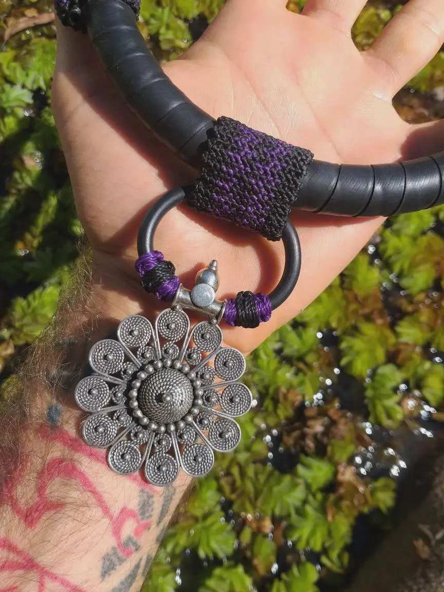 Dark Silver Tribal Necklace — Australian handmade tribal talisman, Spirit lock , Protection TaLISMAN, NeoTribal / Viking LARP Amulet,