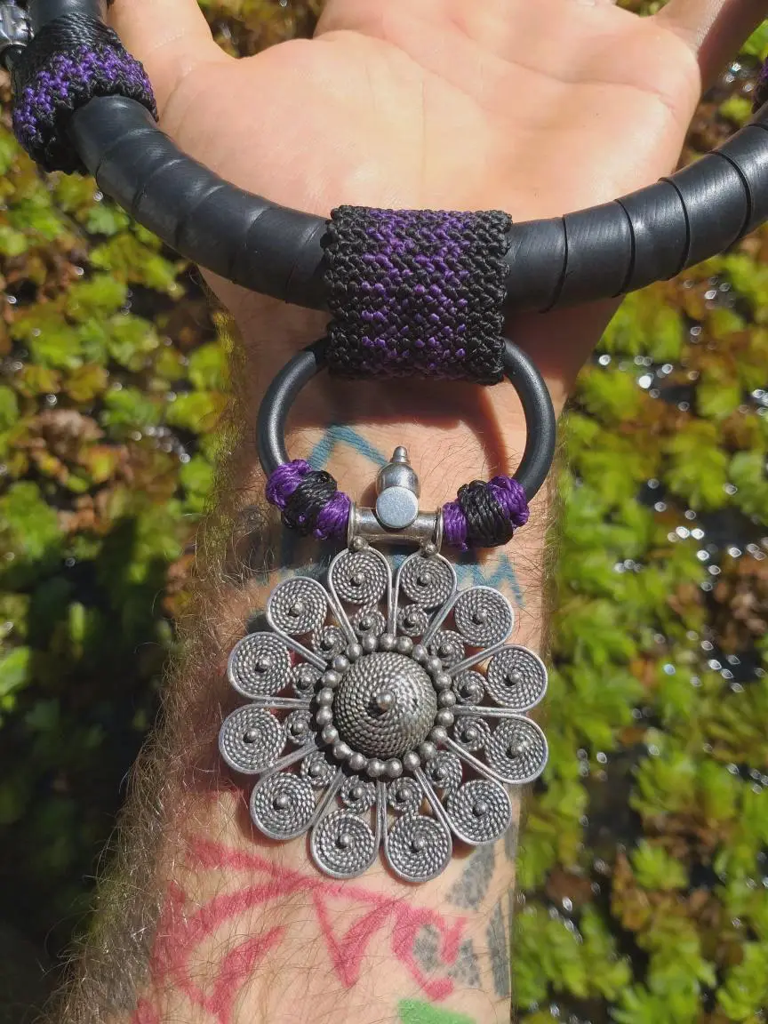 Dark Silver Tribal Necklace — Australian handmade tribal talisman, Spirit lock , Protection TaLISMAN, NeoTribal / Viking LARP Amulet,