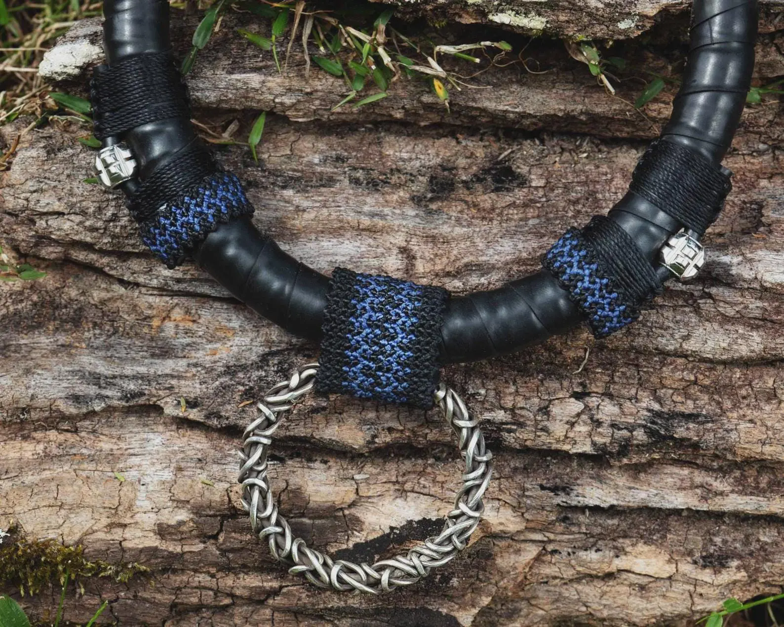 Pure Silver Tribal Talisman, Shibari BlackSUN Amulet Upcycle Necklace, Dark NeoTribal Burningman Viking clothing Larp, Australian handmade