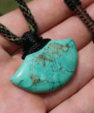 American Turquoise Pendant Talisman,Turquoise Necklace, Australian HandMade Tropical cord, Healing Crystal Jewelry, Elven Blue Stone