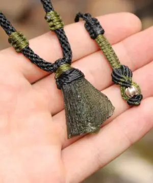 Green Authentic Moldavite Pendant,Platypus Dreaming Genuine Moldavite Necklace,Australian handmade Tropical cord, Elven Crystal jewelry